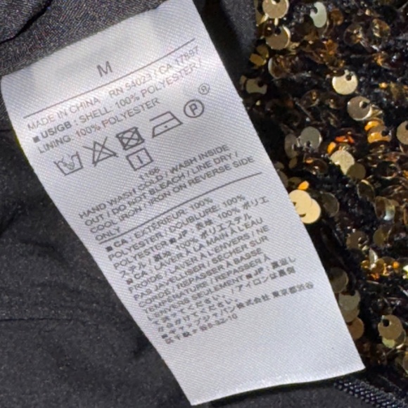 Banana Republic Alina Sequin Top Black and Gold SPECIAL! sz M - Picture 4 of 10